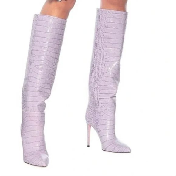 Paris Texas Shoes - Paris Texas Lilla Croc Effect Stiletto Boot Lavender 39.5 9 9.5